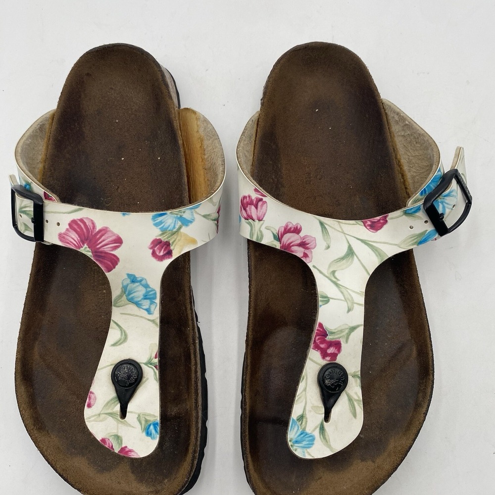 Papillio By Birkenstock Gizeh White Floral Platform Thong Sandals US 10 SEE PICS - Picture 4 of 15